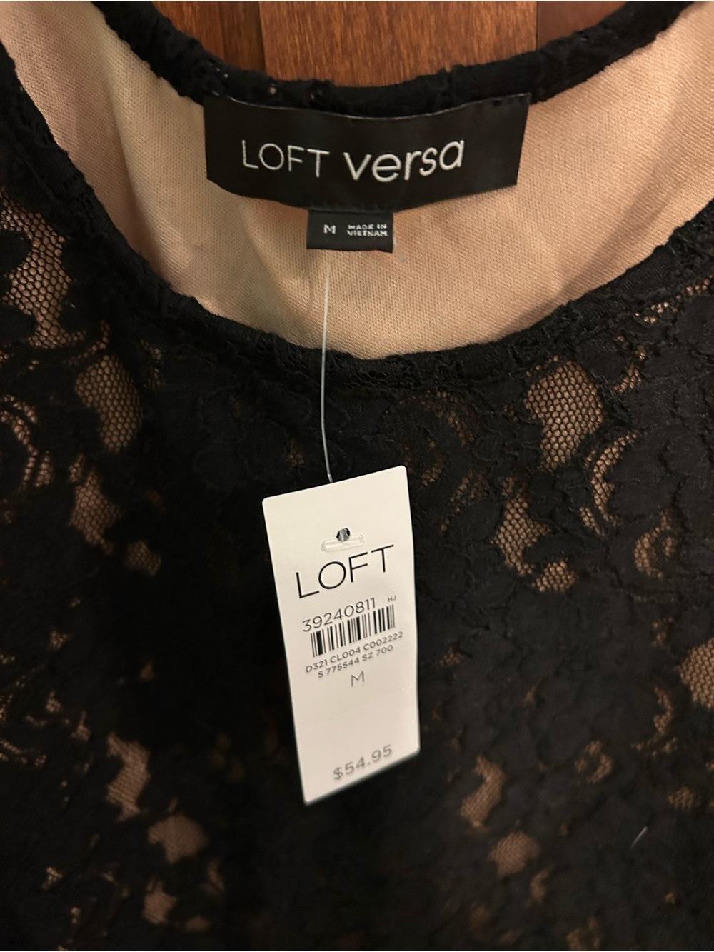 LOFT Black Lace Bodysuit with Nude Lining - Picture 2 of 3